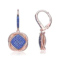 Lab Created Sterling Silver 18K Rose Gold and Black Plated with Colored Cubic Zirconia Dangling Earrings
