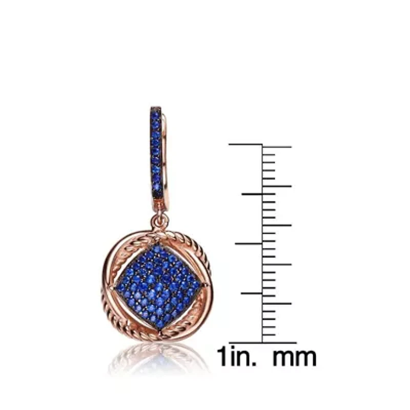 Lab Created Sterling Silver 18K Rose Gold and Black Plated with Colored Cubic Zirconia Dangling Earrings