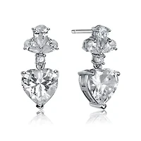 Lab Created Sterling Silver White Gold Plated with Clear Cubic Zirconia Triangle Drop Earrings