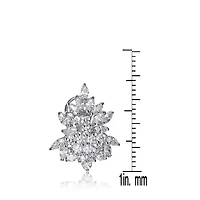 Lab Created Sterling Silver White Gold Plated with Clear Cubic Zirconia Marquise Cluster Earrings