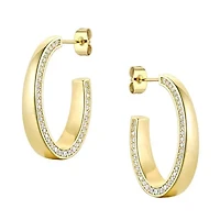 Lab Created Sterling Silver with Clear Cubic Zirconia Tapered C-Hoop Earrings