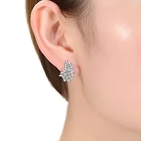Lab Created Sterling Silver White Gold Plated with Clear Cubic Zirconia Marquise Cluster Stud Earrings
