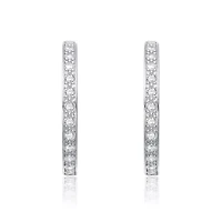 Lab Created Sterling Silver White Gold Plated with Clear Cubic Zirconia Hoop Earrings