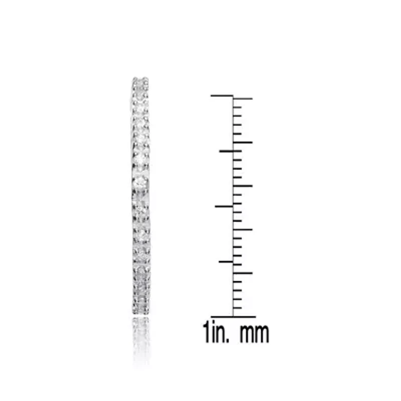 Lab Created Sterling Silver White Gold Plated with Clear Cubic Zirconia Hoop Earrings