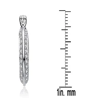 Lab Created Sterling Silver White Gold Plated with Clear Cubic Zirconia Horseshoe Hoop Earrings