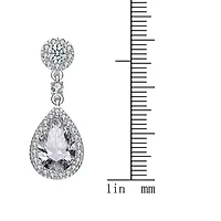 Lab Created Sterling Silver White Gold Plated with Clear Pear Cubic Zirconia Drop Earrings