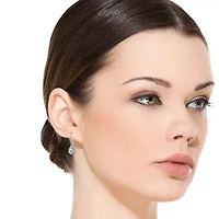 Lab Created Sterling Silver White Gold Plated with Clear Pear Drop Cubic Zirconia LeverBack Earrings