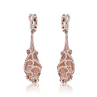 Lab Created Sterling Silver 18K Rose Gold Plated with Cubic Zirconia Infinity Post and Filigree Drop Earrings
