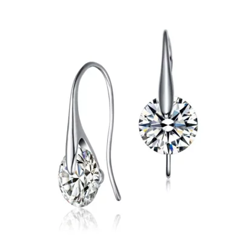 Lab Created Sterling Silver Cubic Zirconia Stylish Party Earrings
