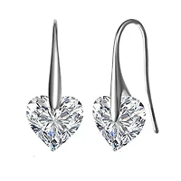 Lab Created Sterling Silver with Colored Heart Shaped Cubic Zirconia Hook Earrings