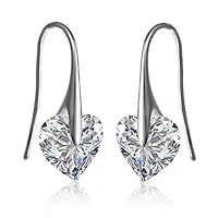 Lab Created Sterling Silver with Colored Heart Shaped Cubic Zirconia Hook Earrings