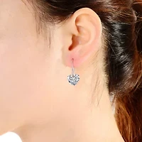 Lab Created Sterling Silver with Colored Heart Shaped Cubic Zirconia Hook Earrings
