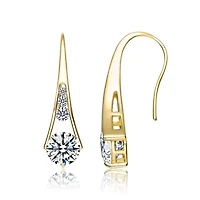 Lab Created Sterling Silver 14K Gold Plated with Clear Cubic Zirconia Pear Drop Hook Earrings