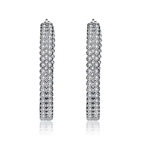 Lab Created Sterling Silver White Gold Plated with Clear Cubic Zirconia Braided Hoop Earrings