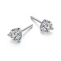 Lab Created Baby/Kids Sterling Silver Cubic Zirconia Solitaire Stud Earrings