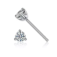 Lab Created Baby/Kids Sterling Silver Cubic Zirconia Solitaire Stud Earrings