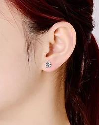 Lab Created Baby/Kids Sterling Silver Cubic Zirconia Solitaire Stud Earrings