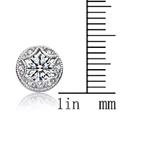 Lab Created Sterling Silver White Gold Plated with Clear Cubic Zirconia Round Stud Earrings