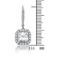 Lab Created Sterling Silver Plated Cubic Zirconia Square Drop Earrings