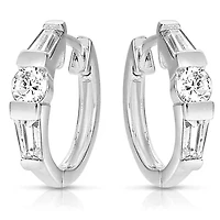 Lab Created Sterling Silver White Gold Plated with Clear Cubic Zirconia Circle Shape Earrings