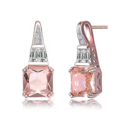 Lab Created Sterling Silver 18K Rose Gold Plated with Champagne Cubic Zirconia Dangle Earrings