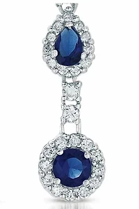 Lab Created Sterling Silver White Gold Plated with Sapphire Blue Cubic Zirconia Linear 3-Stone Dangle Earrings