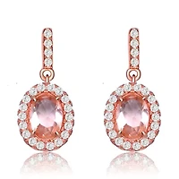 Lab Created Sterling Silver 18K Rose Gold plated with Champagne Cubic Zirconia Drop Earrings