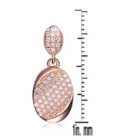 Lab Created Sterling Silver 18K Rose Gold Plated with Clear Pave Set Cubic Zirconia Dangle Earrings