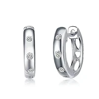 Lab Created Sterling Silver White Gold Plating with Clear Cubic Zirconia Mini Hoop Earrings