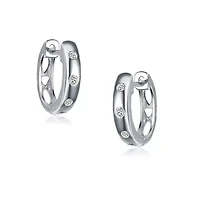Lab Created Sterling Silver White Gold Plating with Clear Cubic Zirconia Mini Hoop Earrings