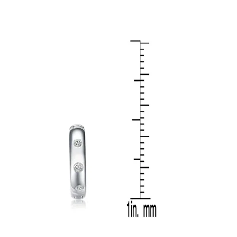 Lab Created Sterling Silver White Gold Plating with Clear Cubic Zirconia Mini Hoop Earrings