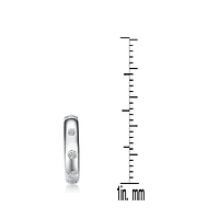 Lab Created Sterling Silver White Gold Plating with Clear Cubic Zirconia Mini Hoop Earrings