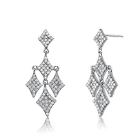Lab Created Sterling Silver White Gold Plated with Clear Cubic Zirconia Chandelier Dangling Earrings