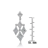 Lab Created Sterling Silver White Gold Plated with Clear Cubic Zirconia Chandelier Dangling Earrings