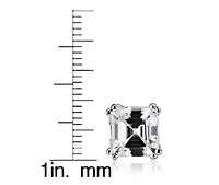 Lab Created Sterling Silver White Gold Plated with Cubic Zirconia Assher Cut Square Stud Earrings