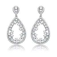 Lab Created Sterling Silver White Gold Plating with Clear Cubic Zirconia Teardrop Accent Earrings