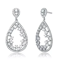 Lab Created Sterling Silver White Gold Plating with Clear Cubic Zirconia Teardrop Accent Earrings