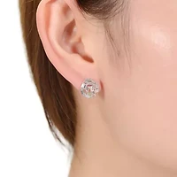 Lab Created Sterling Silver White Gold Plated with Clear Baguette Cubic Zirconia Bundle Stud Earrings