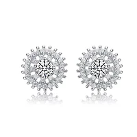 Lab Created Sterling Silver White Gold Plated with Clear Round Cubic Zirconia Wreath Stud Earrings