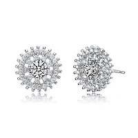Lab Created Sterling Silver White Gold Plated with Clear Round Cubic Zirconia Wreath Stud Earrings