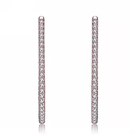 Lab Created Sterling Silver 18K Rose Gold Plated with Clear Cubic Zirconia Hoop Earrings