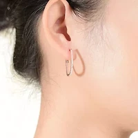Lab Created Sterling Silver 18K Rose Gold Plated with Clear Cubic Zirconia Hoop Earrings