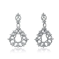 Lab Created Sterling Silver White Gold Plated with Clear Cubic Zirconia Round Swirl Design Lace Earrings