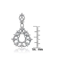 Lab Created Sterling Silver White Gold Plated with Clear Cubic Zirconia Round Swirl Design Lace Earrings