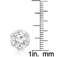 Lab Created Sterling Silver White Gold Plated Round-cut Cubic Zirconia Stone stud Earring