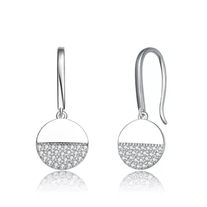 Lab Created Sterling Silver White Gold Plated with Clear Cubic Zirconia Hook Earring