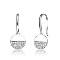 Lab Created Sterling Silver White Gold Plated with Clear Cubic Zirconia Hook Earring
