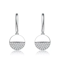 Lab Created Sterling Silver White Gold Plated with Clear Cubic Zirconia Hook Earring