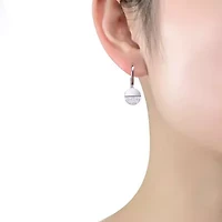 Lab Created Sterling Silver White Gold Plated with Clear Cubic Zirconia Hook Earring