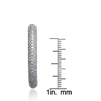 Lab Created Sterling Silver White Gold Plating with Clear Cubic Zirconia Large Hoop Earrings